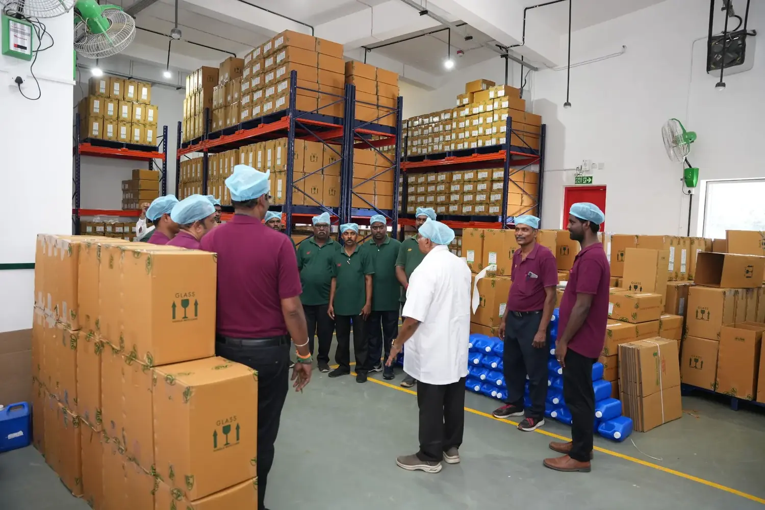 Lux production team working together in the finished-goods area