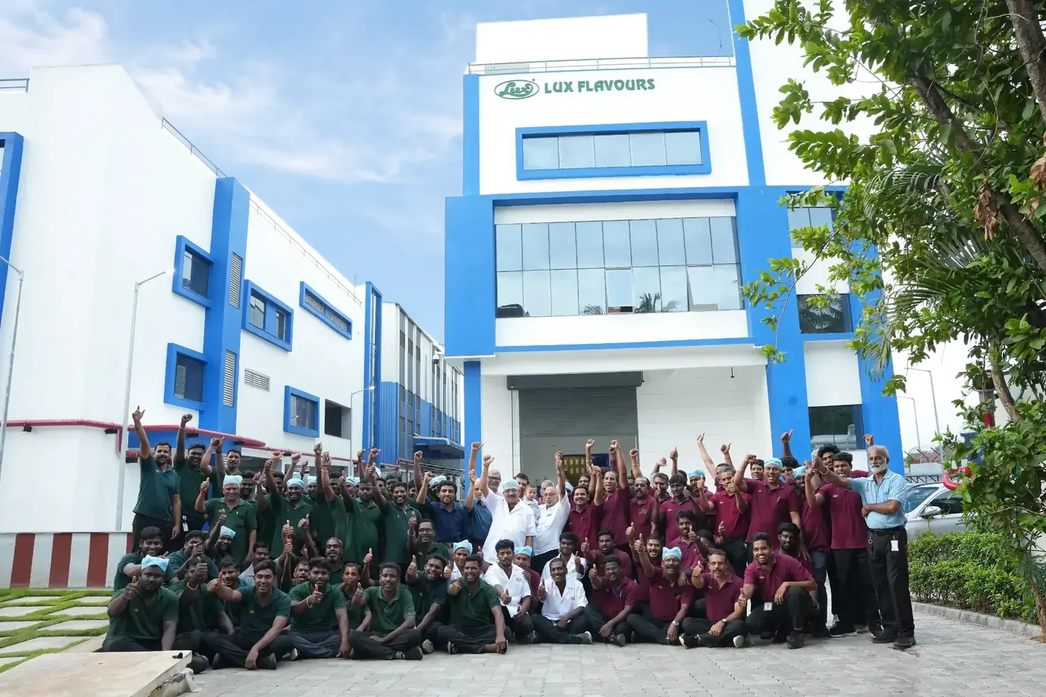 The Lux Flavours team outside the integrated Chennai facility