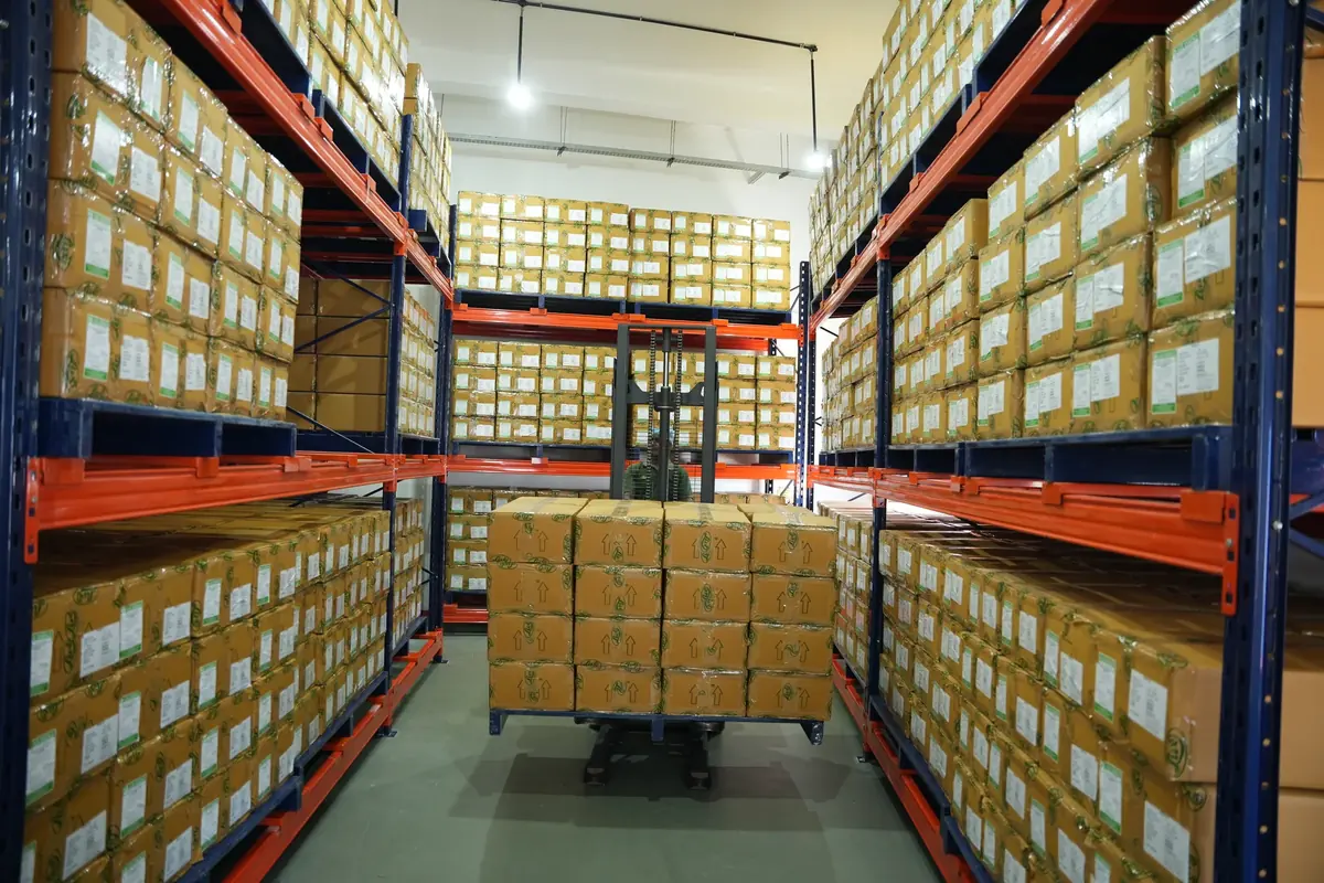 Finished goods racking at the Lux Chennai facility