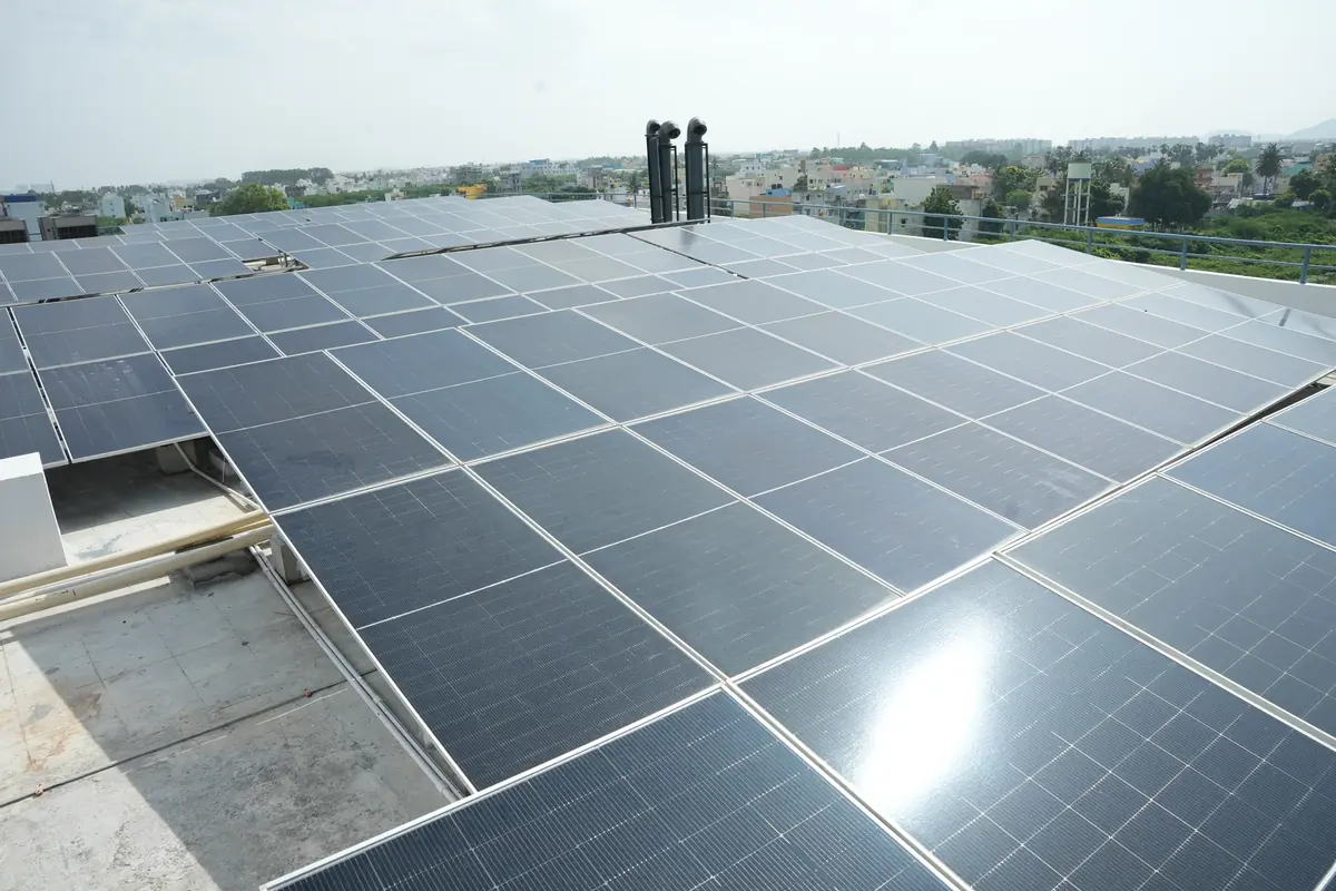 Rooftop solar array on the Lux Flavours Chennai facility